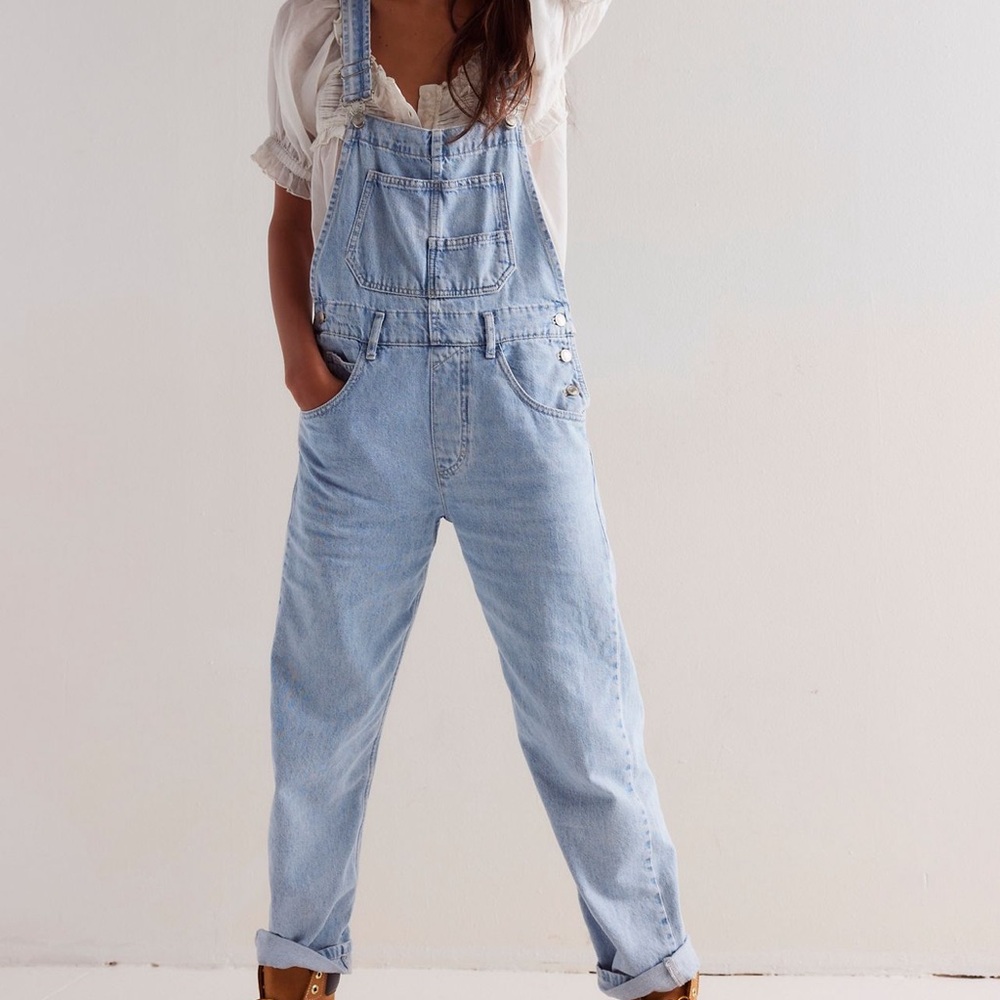 We The Free Sky Blue Denim Overalls